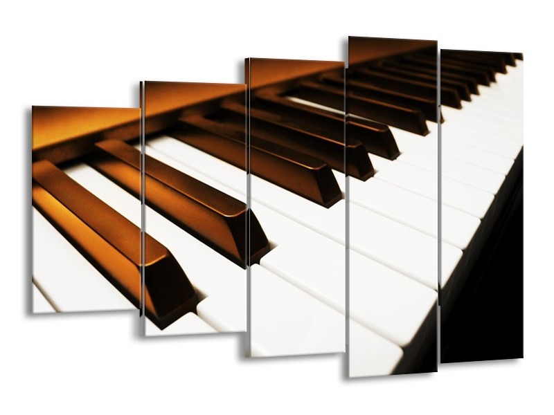 Glas schilderij Piano | Bruin, Zwart, Wit | 150x100cm 5Luik
