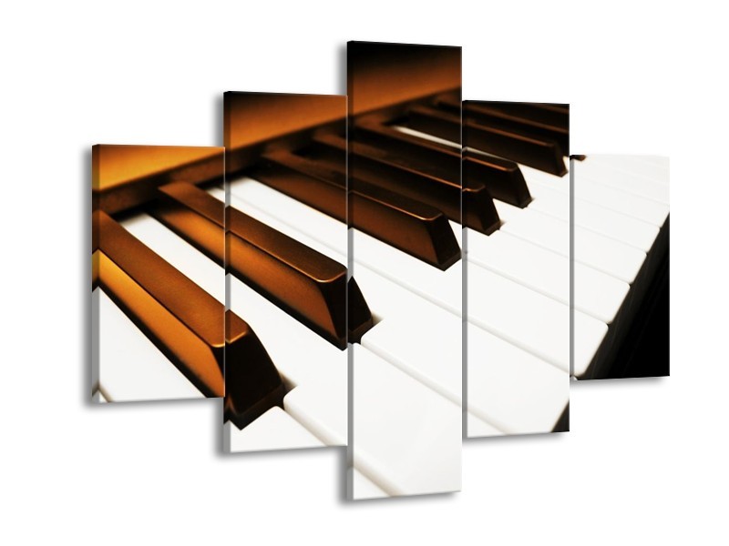 Glas schilderij Piano | Bruin, Zwart, Wit | 150x105cm 5Luik