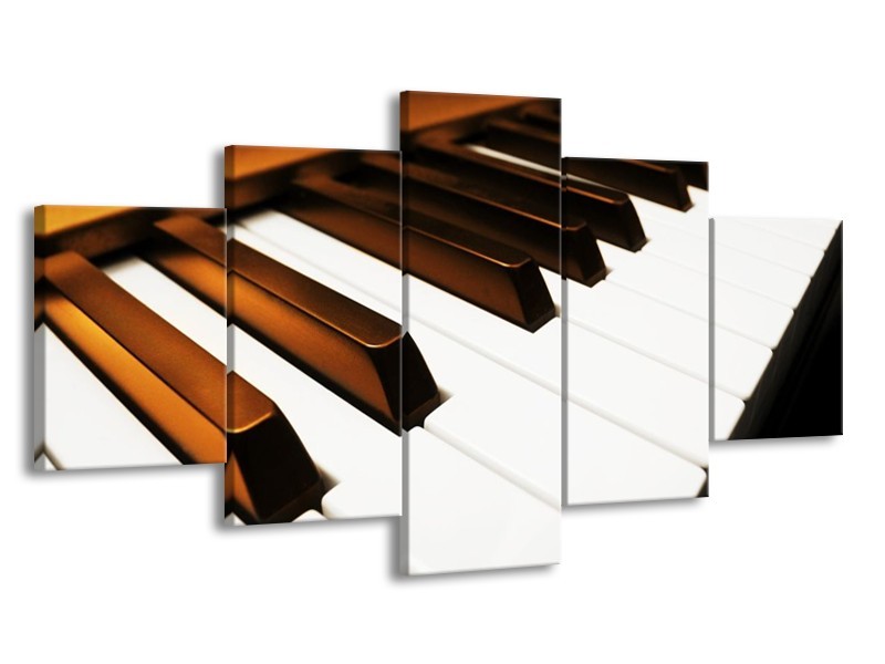 Glas schilderij Piano | Bruin, Zwart, Wit | 150x80cm 5Luik