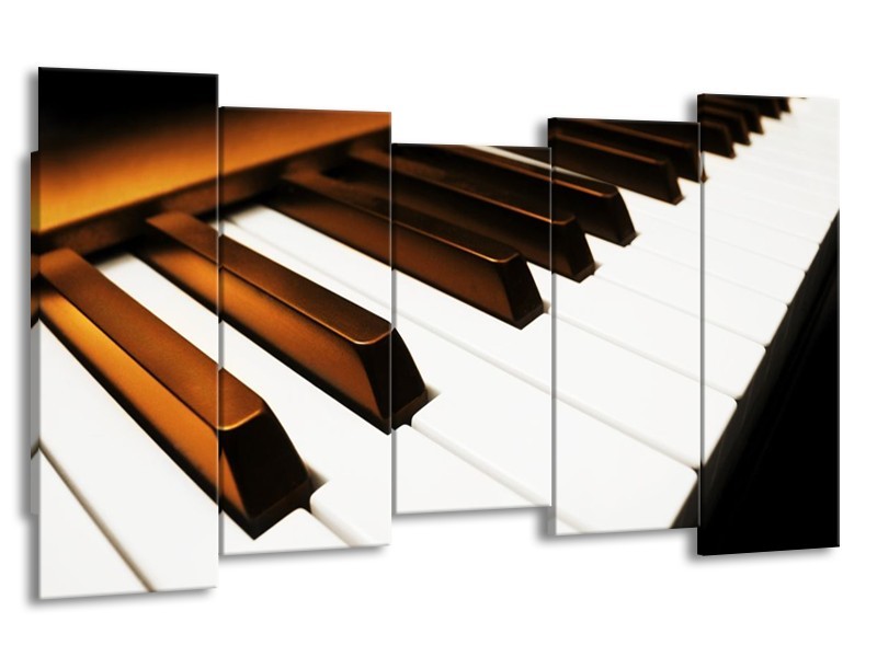 Glas schilderij Piano | Bruin, Zwart, Wit | 150x80cm 5Luik