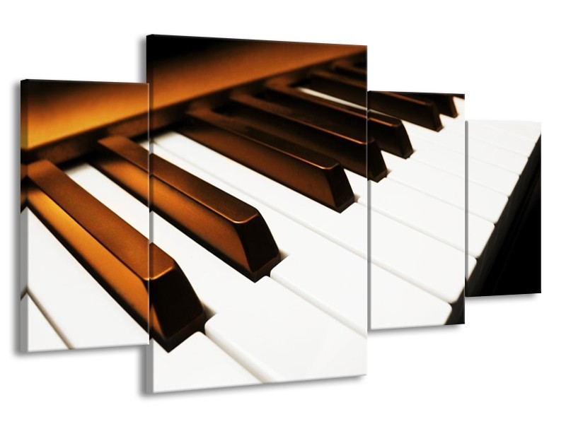 Glas schilderij Piano | Bruin, Zwart, Wit | 160x90cm 4Luik