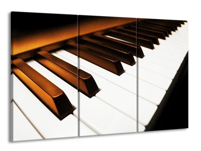 Glas schilderij Piano | Bruin, Zwart, Wit | 165x100cm 3Luik