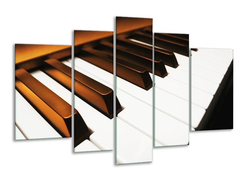 Glas schilderij Piano | Bruin, Zwart, Wit | 170x100cm 5Luik