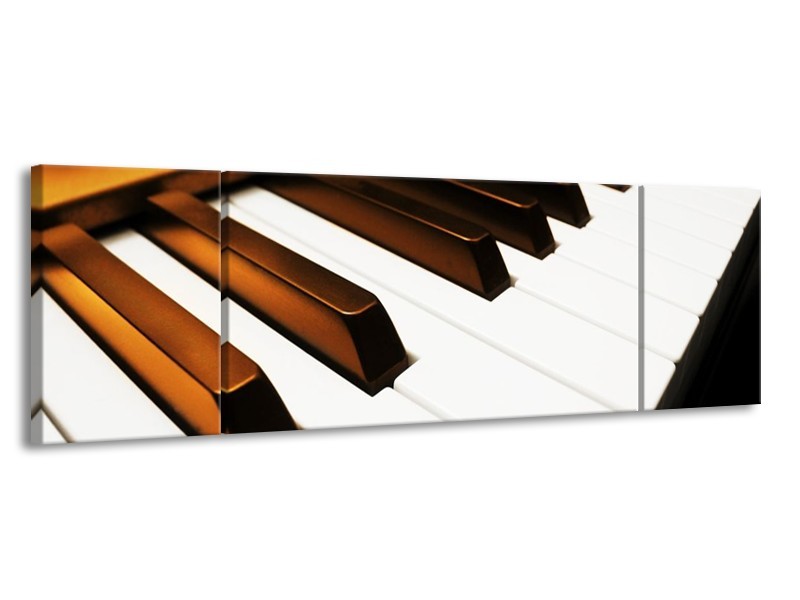 Glas schilderij Piano | Bruin, Zwart, Wit | 170x50cm 3Luik