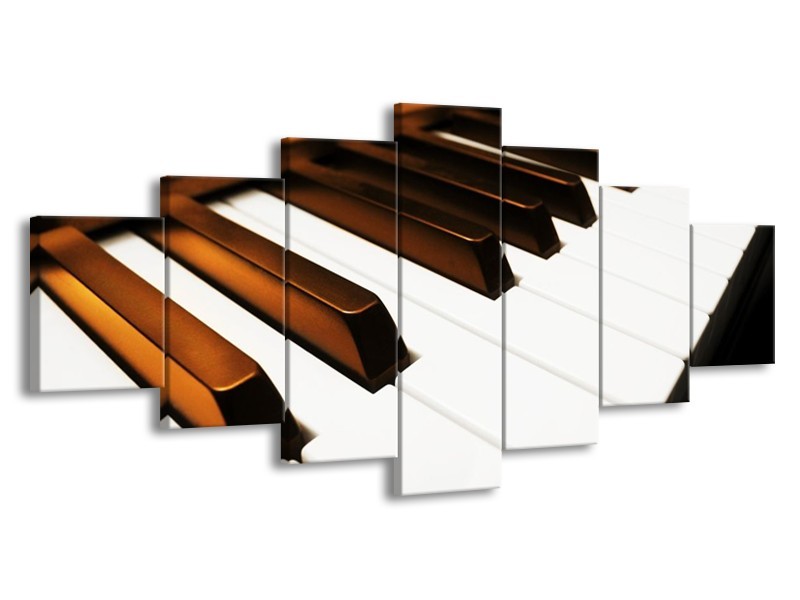 Glas schilderij Piano | Bruin, Zwart, Wit | 210x100cm 7Luik