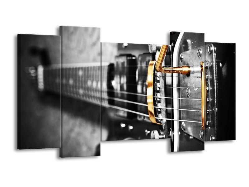 Glas schilderij Gitaar | Zwart, Grijs, Geel | 120x65cm 5Luik