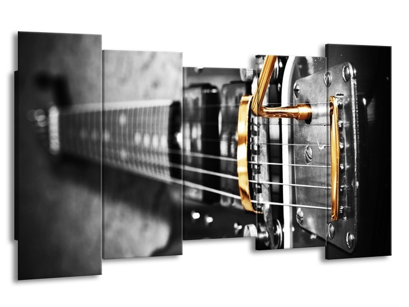 Glas schilderij Gitaar | Zwart, Grijs, Geel | 150x80cm 5Luik