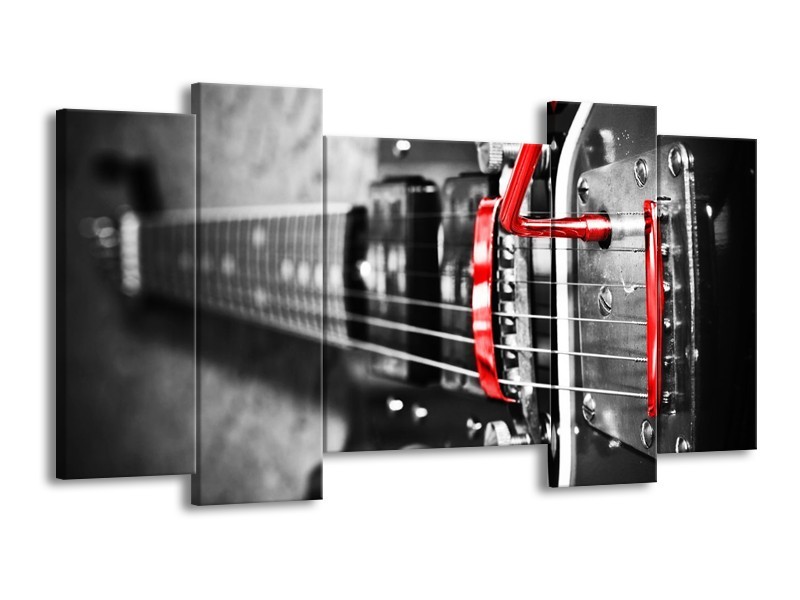 Glas schilderij Gitaar | Zwart, Grijs, Rood | 120x65cm 5Luik