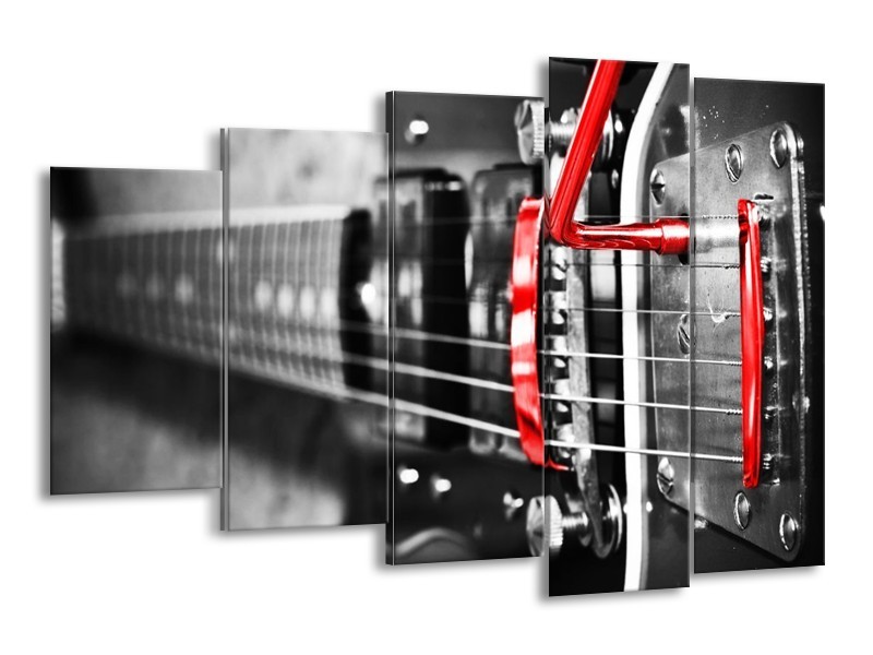 Glas schilderij Gitaar | Zwart, Grijs, Rood | 150x100cm 5Luik
