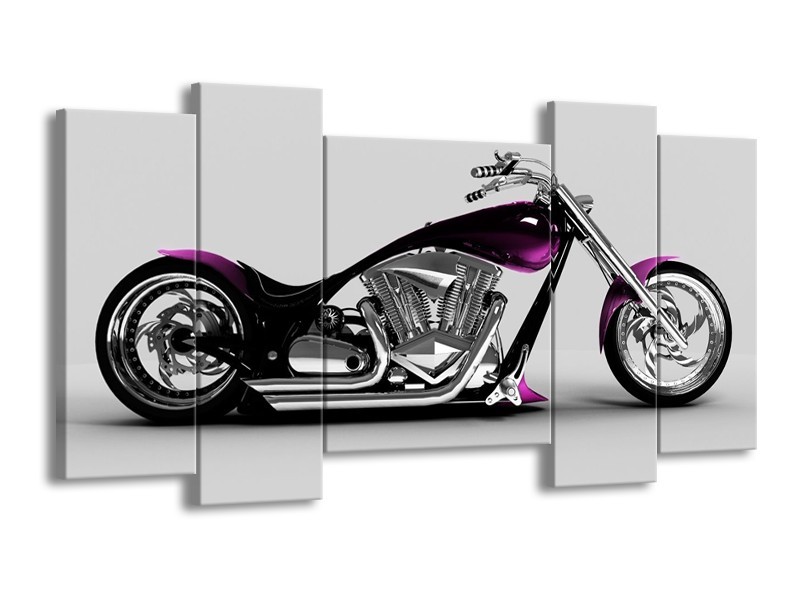 Glas schilderij Motor | Grijs, Zwart, Paars | 120x65cm 5Luik