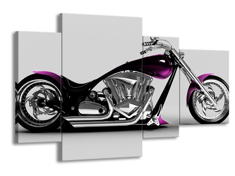 Glas schilderij Motor | Grijs, Zwart, Paars | 120x75cm 4Luik