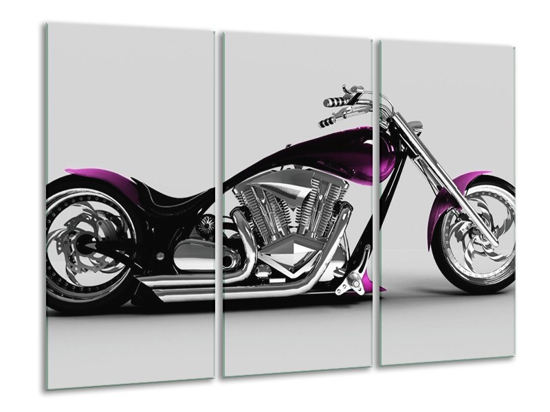 Glas schilderij Motor | Grijs, Zwart, Paars | 120x80cm 3Luik