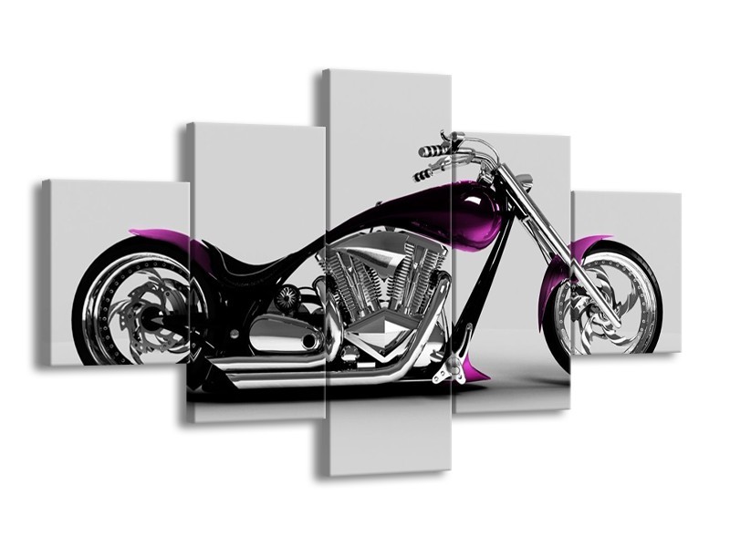 Glas schilderij Motor | Grijs, Zwart, Paars | 125x70cm 5Luik