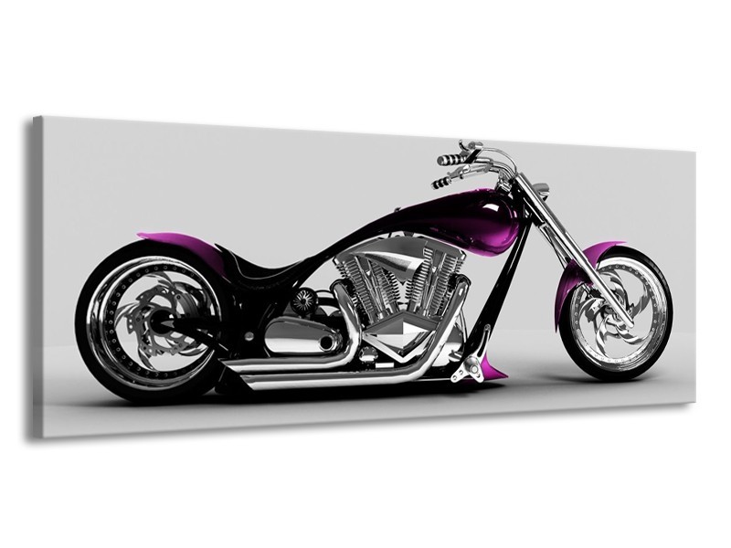 Glas schilderij Motor | Grijs, Zwart, Paars | 145x58cm 1Luik