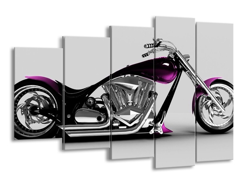 Glas schilderij Motor | Grijs, Zwart, Paars | 150x100cm 5Luik