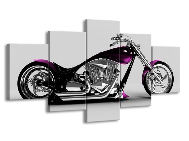 Glas schilderij Motor | Grijs, Zwart, Paars | 150x80cm 5Luik