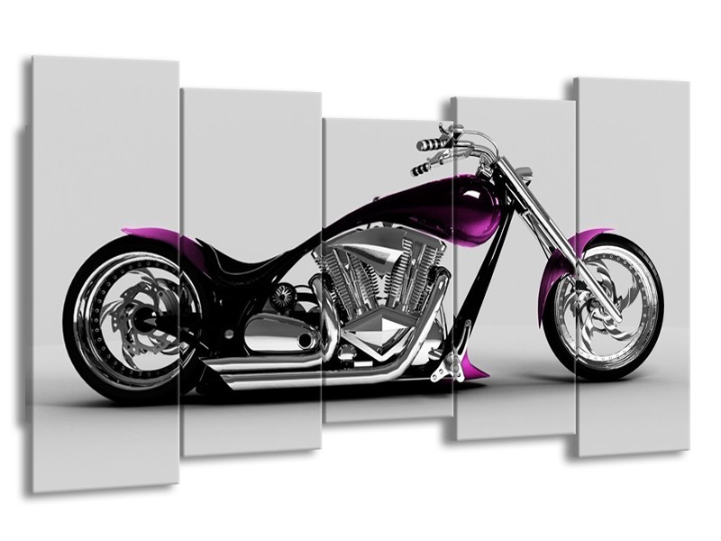 Glas schilderij Motor | Grijs, Zwart, Paars | 150x80cm 5Luik
