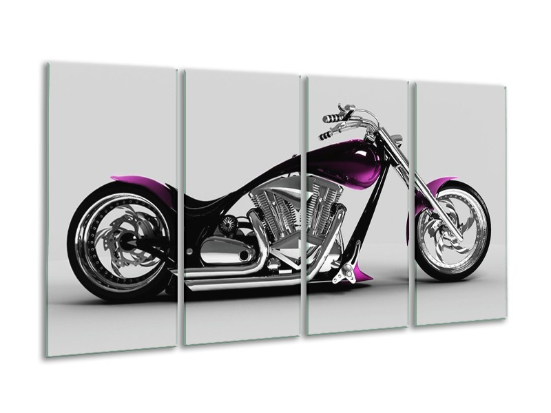 Glas schilderij Motor | Grijs, Zwart, Paars | 160x80cm 4Luik