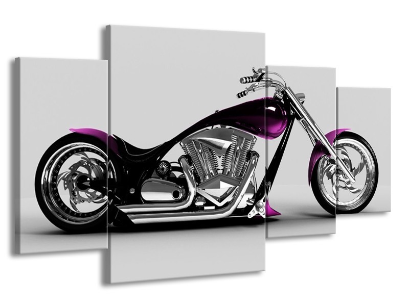 Glas schilderij Motor | Grijs, Zwart, Paars | 160x90cm 4Luik