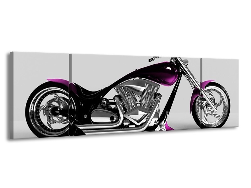 Glas schilderij Motor | Grijs, Zwart, Paars | 170x50cm 3Luik