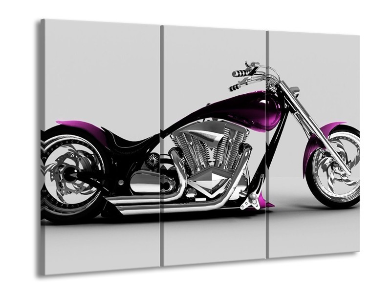 Glas schilderij Motor | Grijs, Zwart, Paars | 90x60cm 3Luik