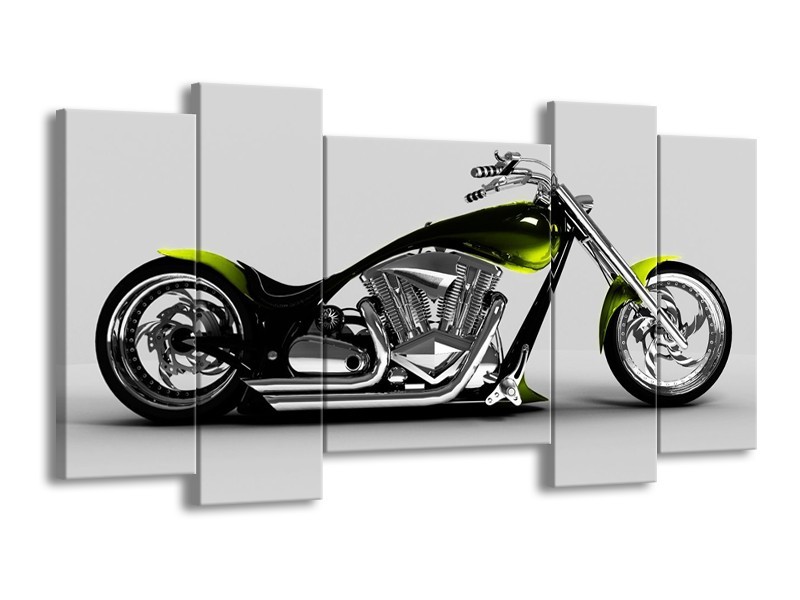 Glas schilderij Motor | Grijs, Zwart, Groen | 120x65cm 5Luik
