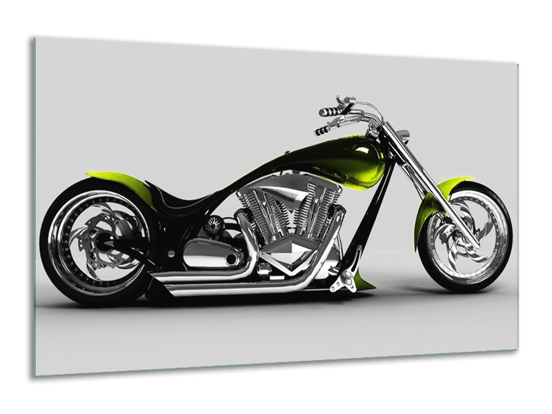 Glas schilderij Motor | Grijs, Zwart, Groen | 120x70cm 1Luik