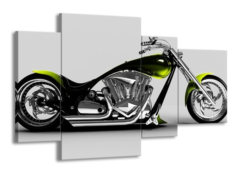 Glas schilderij Motor | Grijs, Zwart, Groen | 120x75cm 4Luik