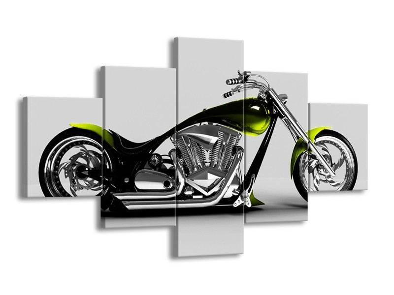 Glas schilderij Motor | Grijs, Zwart, Groen | 125x70cm 5Luik