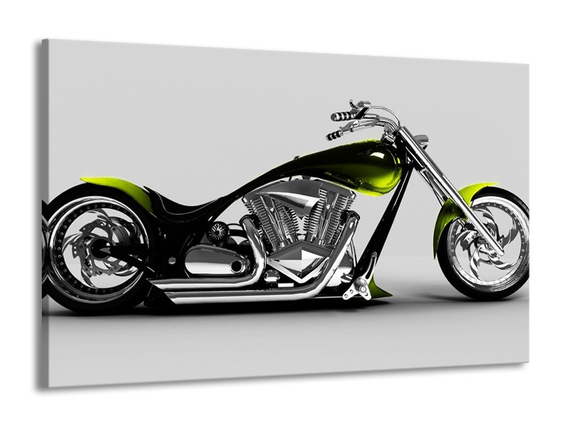 Glas schilderij Motor | Grijs, Zwart, Groen | 140x90cm 1Luik