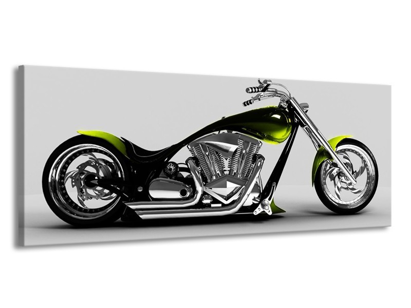 Glas schilderij Motor | Grijs, Zwart, Groen | 145x58cm 1Luik