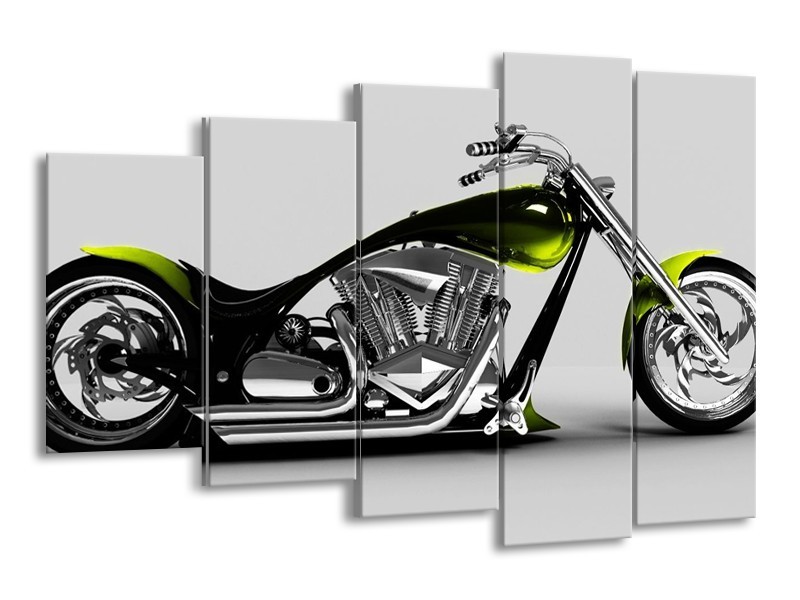 Glas schilderij Motor | Grijs, Zwart, Groen | 150x100cm 5Luik