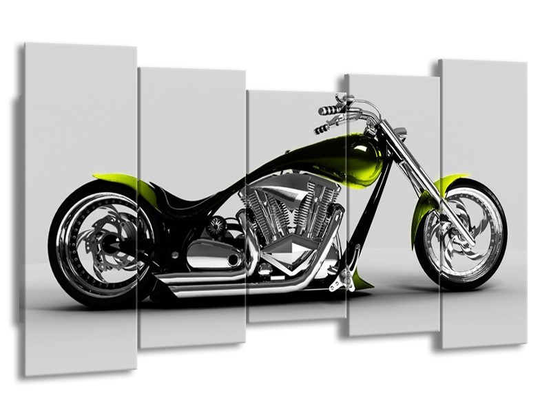 Glas schilderij Motor | Grijs, Zwart, Groen | 150x80cm 5Luik