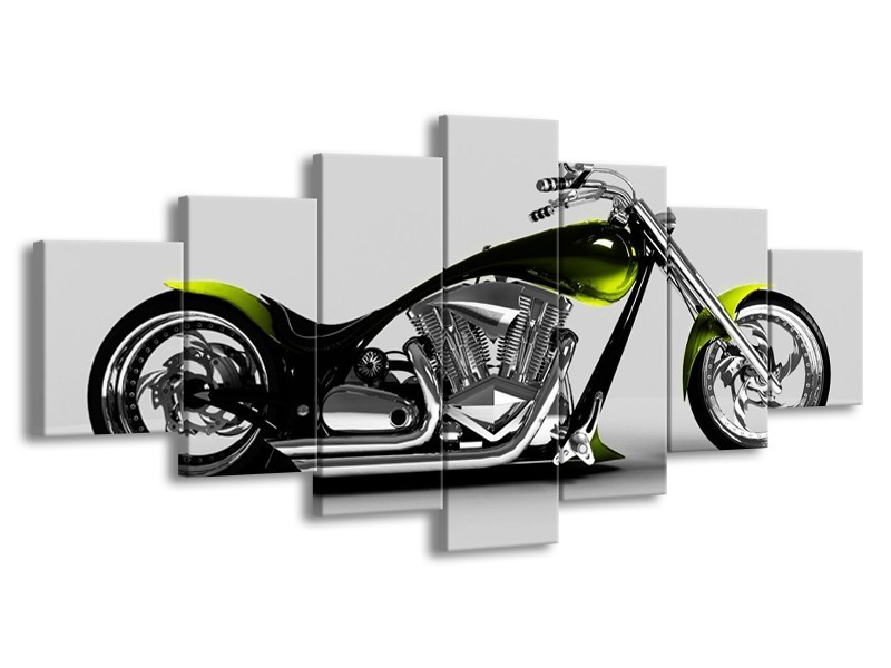 Glas schilderij Motor | Grijs, Zwart, Groen | 210x100cm 7Luik