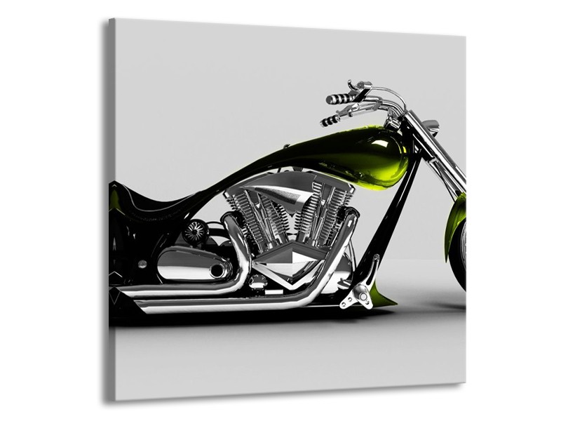 Glas schilderij Motor | Grijs, Zwart, Groen | 70x70cm 1Luik