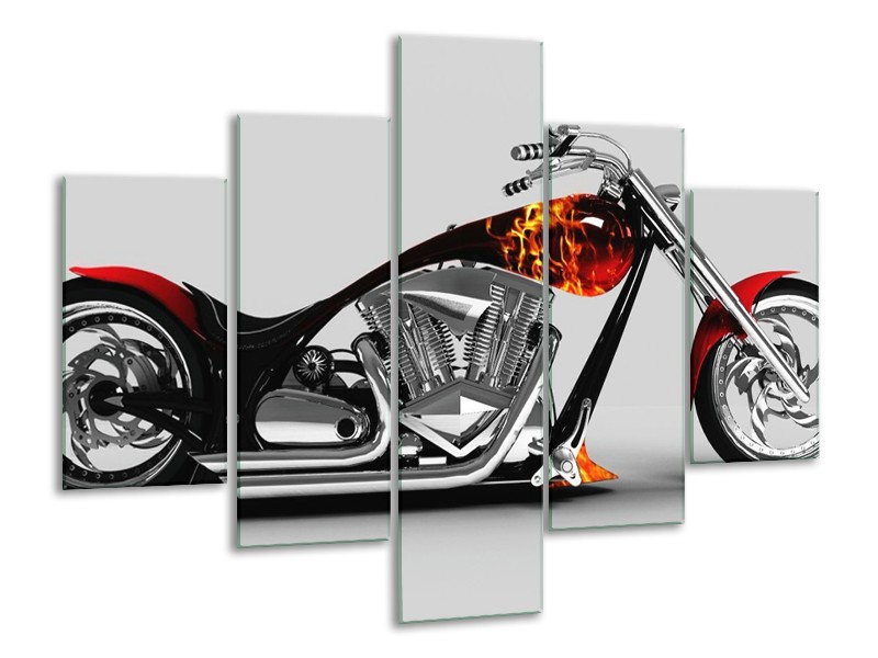 Glas schilderij Motor | Grijs, Zwart, Oranje | 100x70cm 5Luik