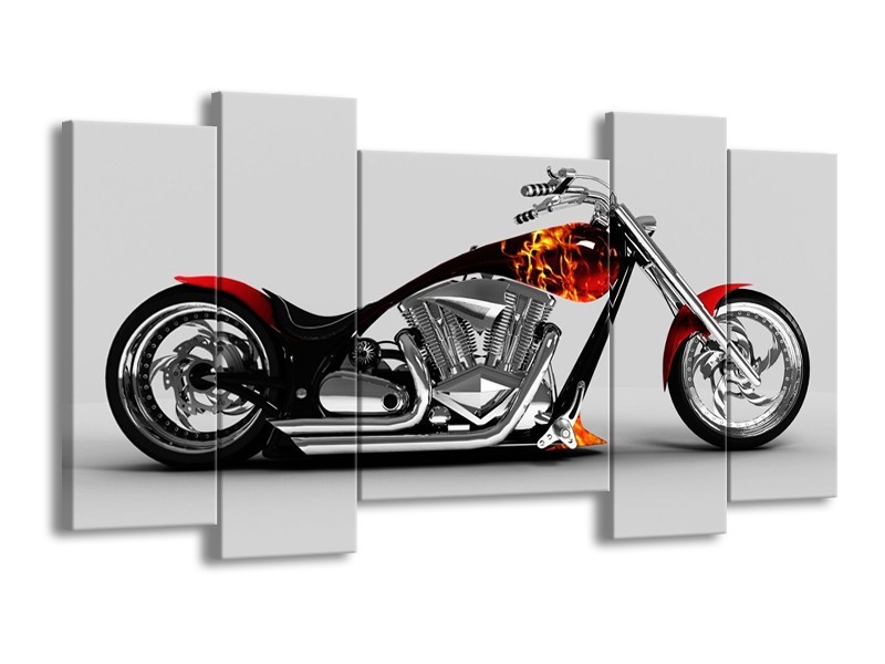 Glas schilderij Motor | Grijs, Zwart, Oranje | 120x65cm 5Luik