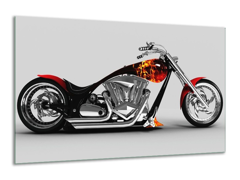 Glas schilderij Motor | Grijs, Zwart, Oranje | 120x70cm 1Luik