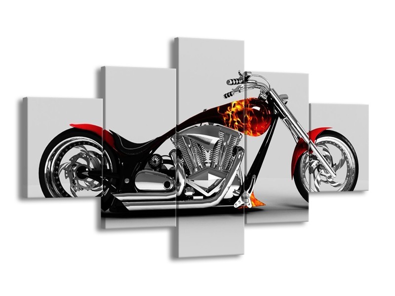 Glas schilderij Motor | Grijs, Zwart, Oranje | 125x70cm 5Luik