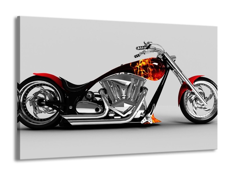 Glas schilderij Motor | Grijs, Zwart, Oranje | 140x90cm 1Luik