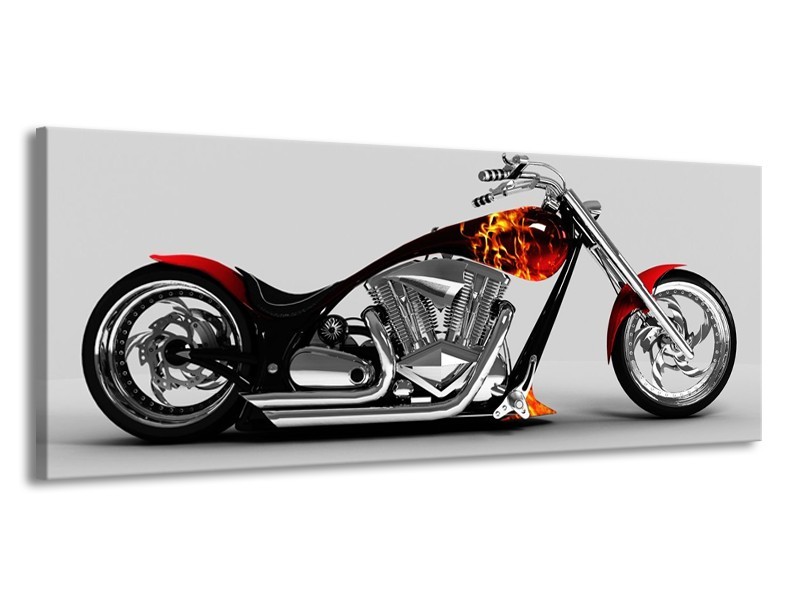 Glas schilderij Motor | Grijs, Zwart, Oranje | 145x58cm 1Luik