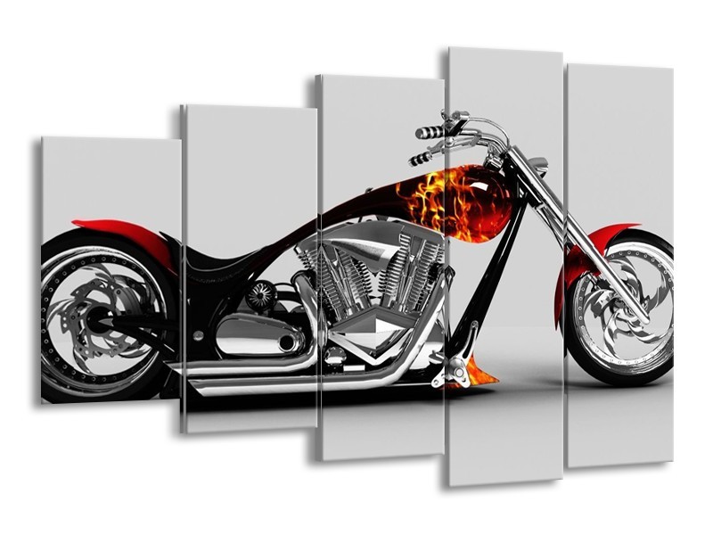 Glas schilderij Motor | Grijs, Zwart, Oranje | 150x100cm 5Luik