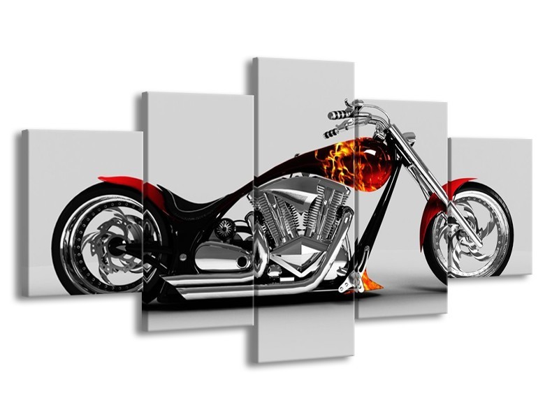 Glas schilderij Motor | Grijs, Zwart, Oranje | 150x80cm 5Luik