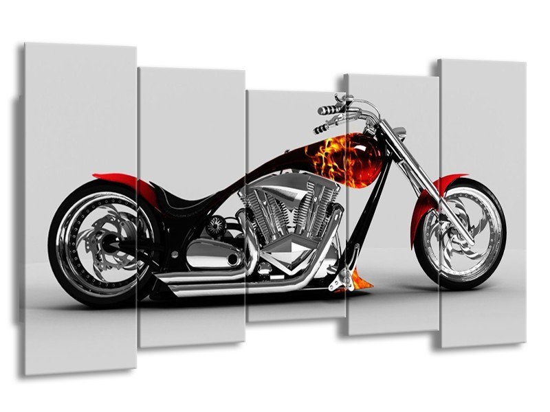 Glas schilderij Motor | Grijs, Zwart, Oranje | 150x80cm 5Luik