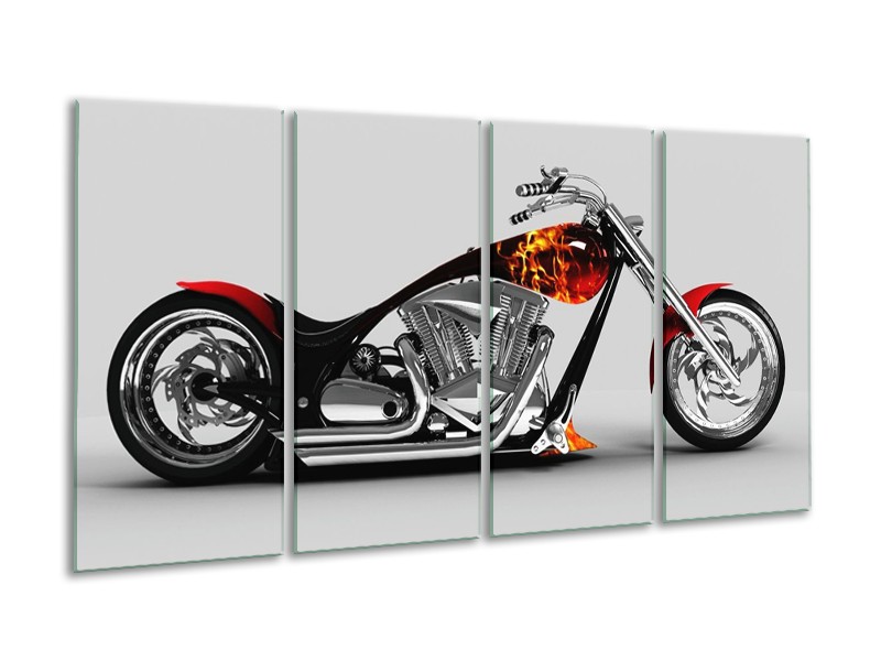 Glas schilderij Motor | Grijs, Zwart, Oranje | 160x80cm 4Luik