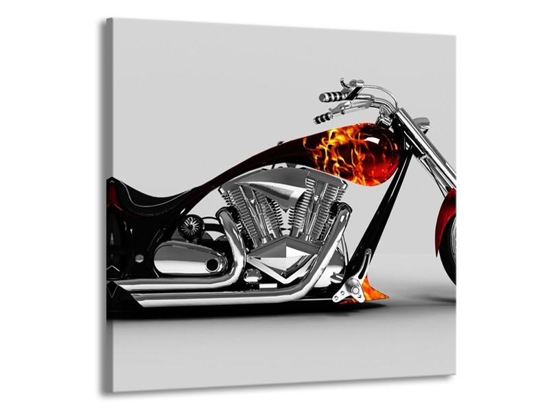 Glas schilderij Motor | Grijs, Zwart, Oranje | 70x70cm 1Luik