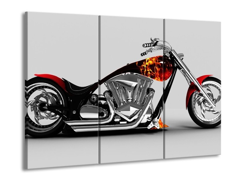 Glas schilderij Motor | Grijs, Zwart, Oranje | 90x60cm 3Luik