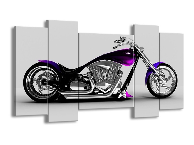 Glas schilderij Motor | Grijs, Zwart, Paars | 120x65cm 5Luik