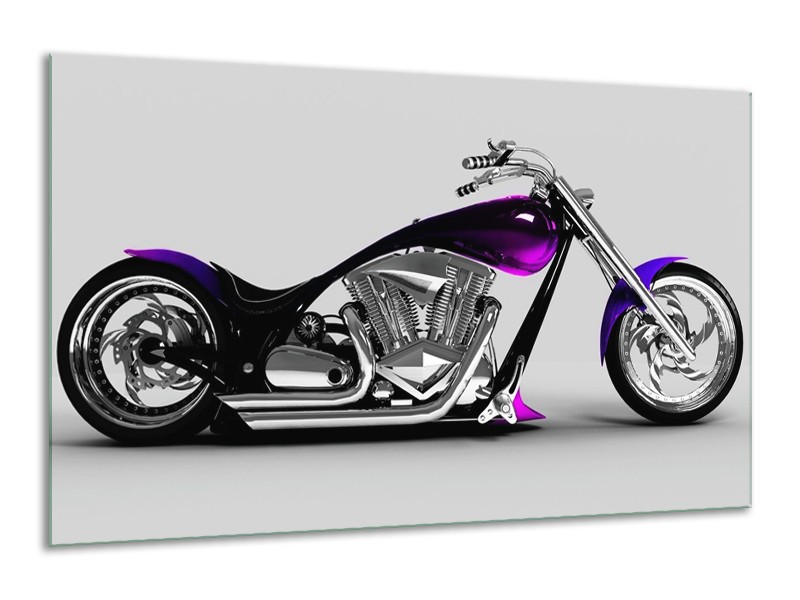 Glas schilderij Motor | Grijs, Zwart, Paars | 120x70cm 1Luik