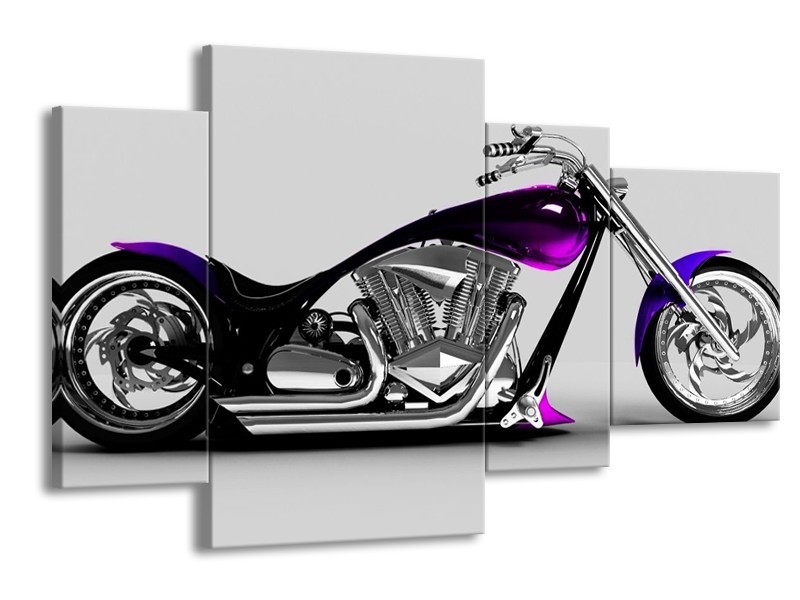 Glas schilderij Motor | Grijs, Zwart, Paars | 120x75cm 4Luik